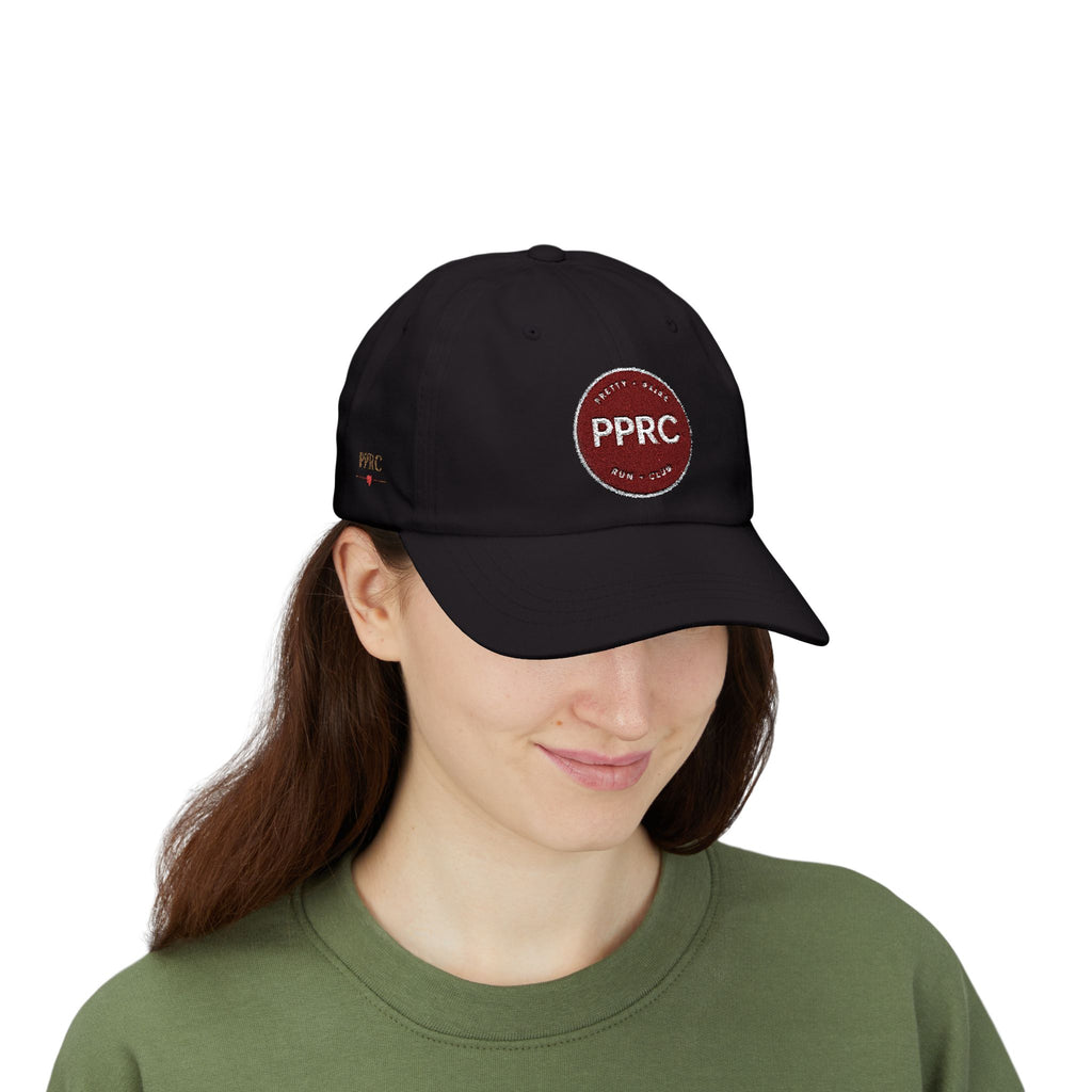 PPRC Run Club Classic Dad Cap — White Embroidered Patch Hat