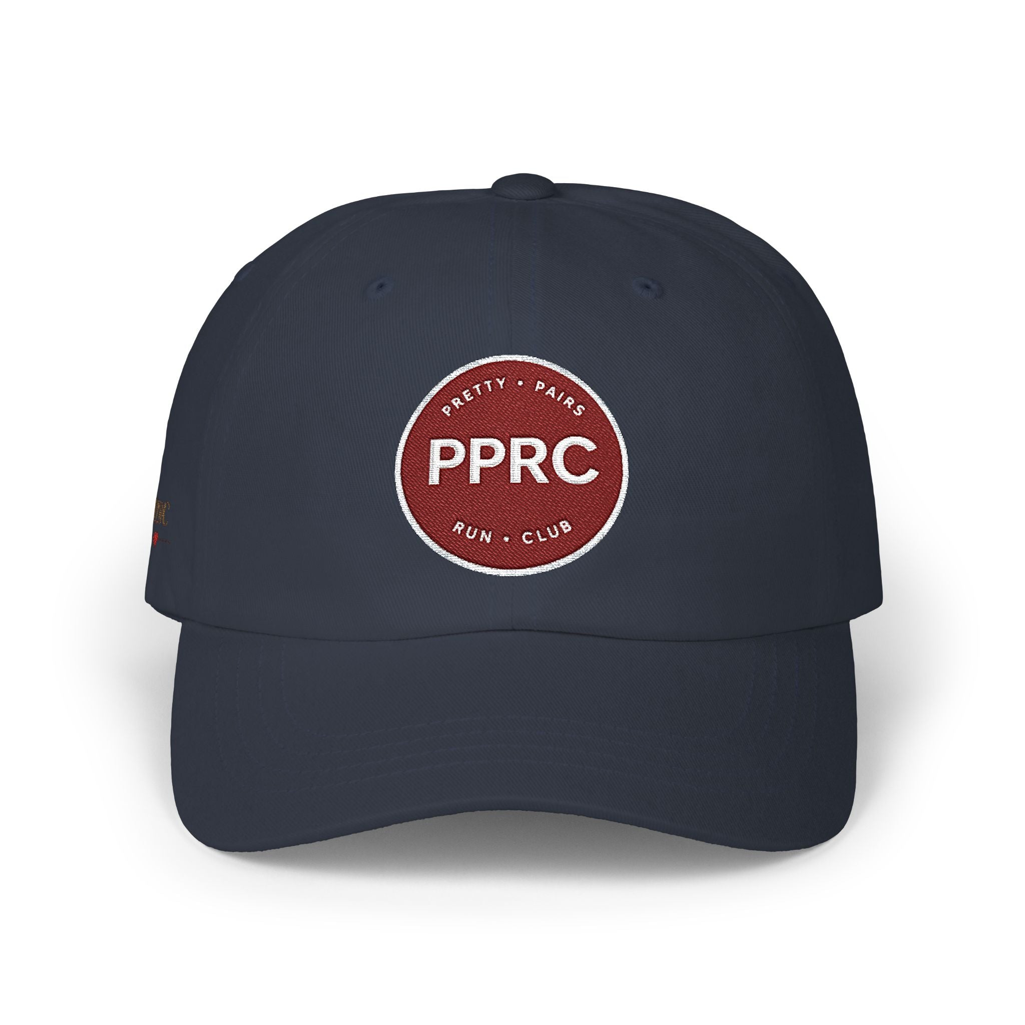 PPRC Run Club Classic Dad Cap — White Embroidered Patch Hat