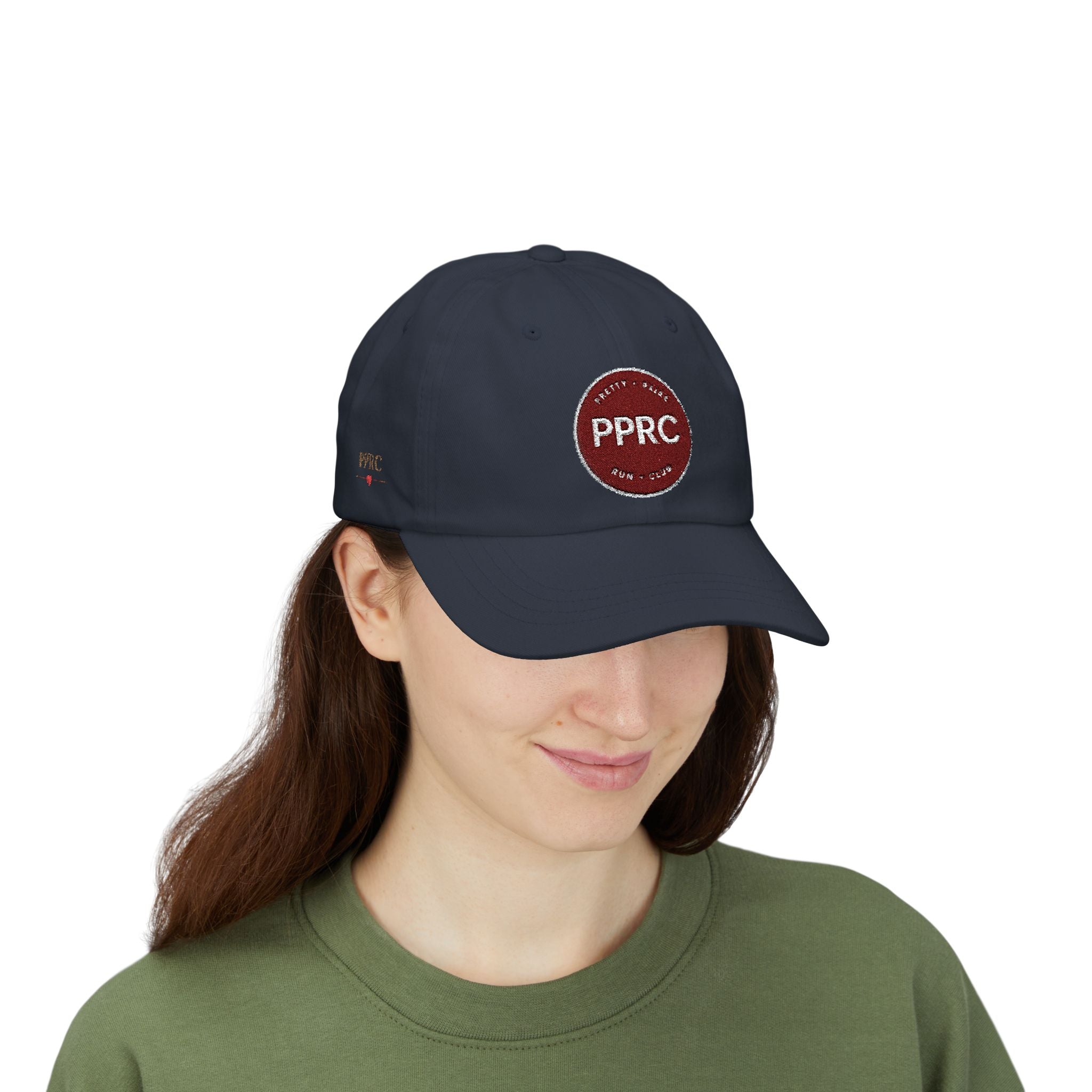 PPRC Run Club Classic Dad Cap — White Embroidered Patch Hat