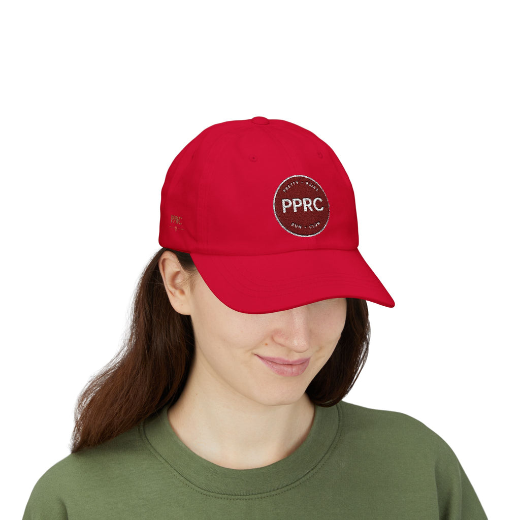 PPRC Run Club Classic Dad Cap — White Embroidered Patch Hat