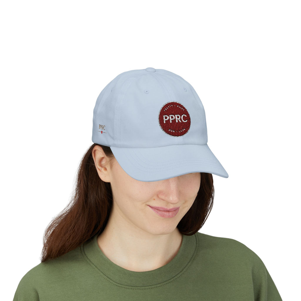 PPRC Run Club Classic Dad Cap — White Embroidered Patch Hat