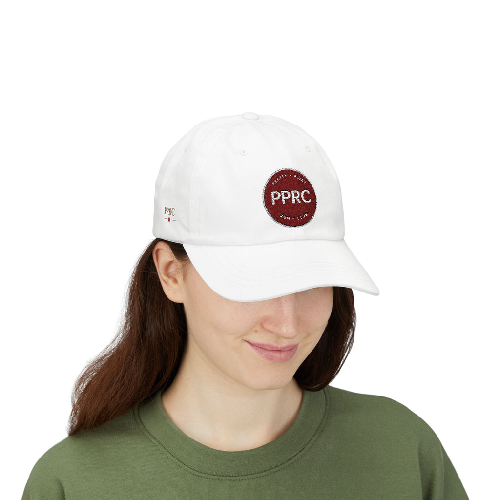 PPRC Run Club Classic Dad Cap — White Embroidered Patch Hat